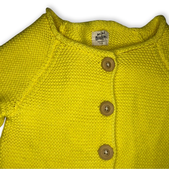 Mini Boden Knit Cardigan Yellow Button Up - Picture 3 of 5